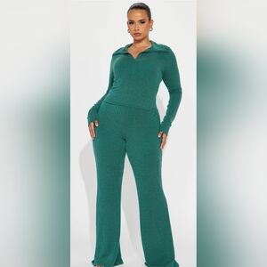 Fashion Nova Teal Ribbed Jumpsuit